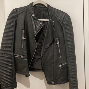 Zara basic motto leather jacket.